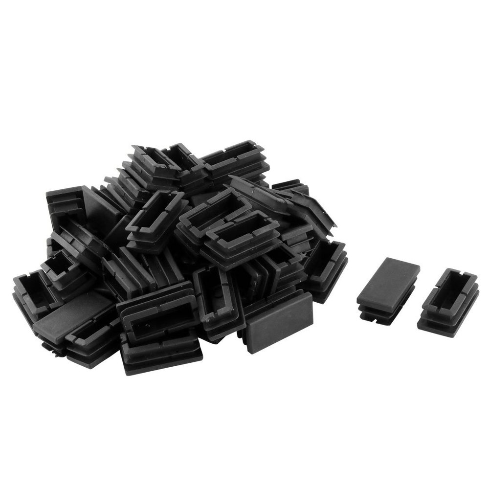 uxcell Rectangle Blanking End Tube Caps Inserts 20mmx40mm 50Pcs Black