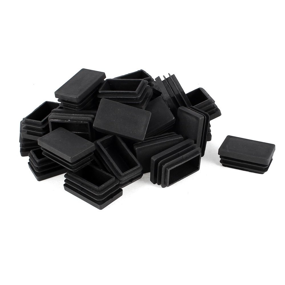 uxcell Rectangle Blanking End Tube Cap Insert Bung 50x30mm 30pcs Black