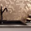 Aspect Peel and Stick Backsplash 11in x 4in Honeycomb Champagne Matted Metal Tile for Kitchen and Bathrooms (3-Pack) view 2