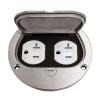Enerlites 975502-S 4'' Hinged Floor Box Cover Flange, 20A Duplex Tamper-Weather Resistant Receptacle, Nickel Plated Brass view 1
