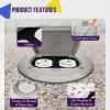 Enerlites 975502-S 4'' Hinged Floor Box Cover Flange, 20A Duplex Tamper-Weather Resistant Receptacle, Nickel Plated Brass view 2