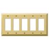 Amerelle Century Quintuple Rocker Steel Wallplate in Polished Brass view 1