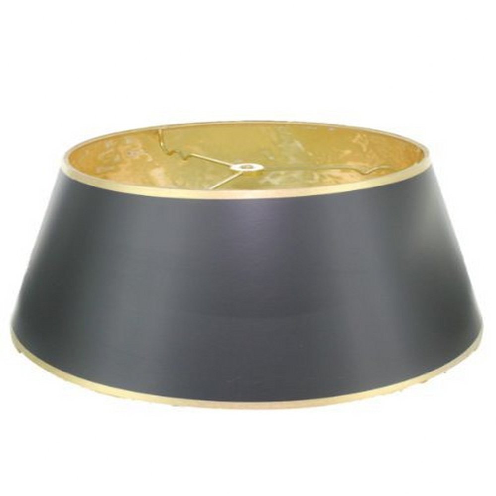 Upgradelights 16 Inch Black with Gold Interior Bouillotte Lamp Shade in a Glossy Black Parchment