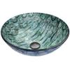Vigo Vessel Sink Oceania Blue - 17 Artistic Round Bowl Sink for Bathrooms, Tempered Glass Above Counter Bathroom Sink with NonStickShield, QuickDrain & TempGuard, Modern Luxury Design view 1