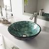 Vigo Vessel Sink Oceania Blue - 17 Artistic Round Bowl Sink for Bathrooms, Tempered Glass Above Counter Bathroom Sink with NonStickShield, QuickDrain & TempGuard, Modern Luxury Design view 3