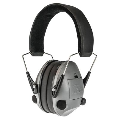 Radians Transverse Electronic Earmuff, Black Frame/Silver Finish
