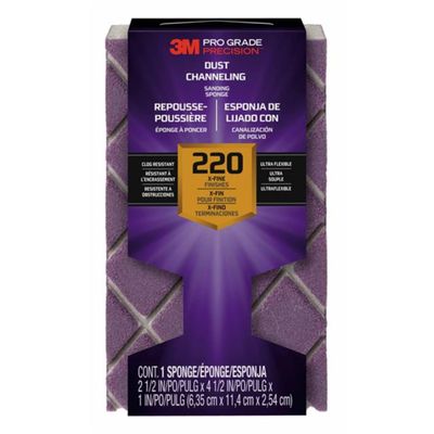 3M 2504PGP-220-UF Pro Grade Precision 220-Grit Ultra Flexible Block Sanding Sponge, 4.5" x 2.5" x 1"
