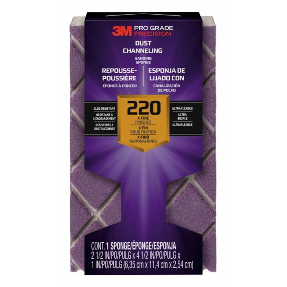3M 2504PGP-220-UF Pro Grade Precision 220-Grit Ultra Flexible Block Sanding Sponge, 4.5" x 2.5" x 1"