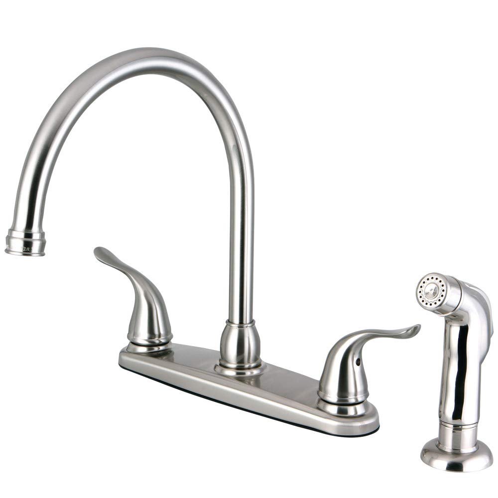 Kingston Brass FB2798YLSP Yosemite 8 Inch Centerset Kitchen Faucet, 8-3/4 inch in Spout Reach, Brushed Nickel