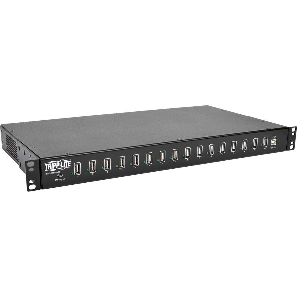 TRIPP LITE 16-Port USB Sync Charging Hub Station Tablet Smartphone iPad/iPhone Rackmount TAA (U280-016-RM), Black