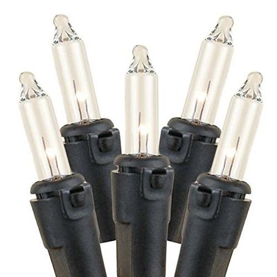 Novelty Lights 22 Feet 100 Bulbs Traditional Incandescent Mini Lights, Clear on Black Wire with 2.5" Spacing, Commercial Grade and UL Listed for Indoor/Outdoor Use, End-to-End Connectable