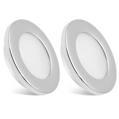 Dream lighting RV LED Recessed Ceiling Lights 12V Trailer Boat Interior Downlight Warm White Lighting 3W 2.75inch Chrome Shell Pack of 2