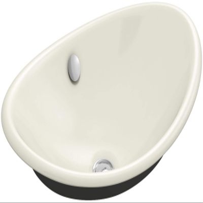 KOHLER K-5403-P5-96 Iron Plains Wading Pool Oval Bathroom Sink with Iron Black Painted Underside, Biscuit