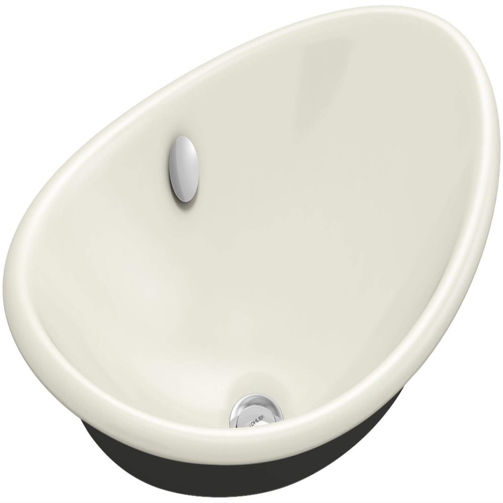 KOHLER K-5403-P5-96 Iron Plains Wading Pool Oval Bathroom Sink with Iron Black Painted Underside, Biscuit