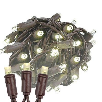 Novelty Lights 34ft 100 LED Warm White Christmas String Lights, 4" Spacing on Brown Wire, UL Listed IP55 Commercial Grade Xmas Lights for Outdoor/Indoor, Dimmable, Connectable
