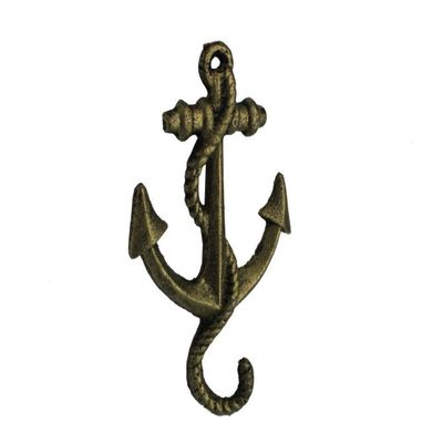 Hampton Nautical Rustic Gold Decorative Cast Iron Anchor Wall Hook 5" - Rustic Wall Art - Vintage Wall Decor