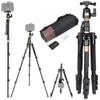 AW 60 Inch Compact Camera Travel Monopod Tripod 360 Degree Swivel Ball Head 1/4 Quick Release Plate Carry Bag 5 Section Height Adjustable view 2