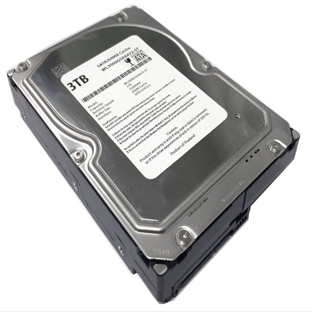 WL 3TB 7200RPM 64MB Cache SATA 6.0Gb/s 3.5" Desktop Hard Drive (For Server, RAID, NAS, DVR, Desktop PC) w/1 Year Warranty