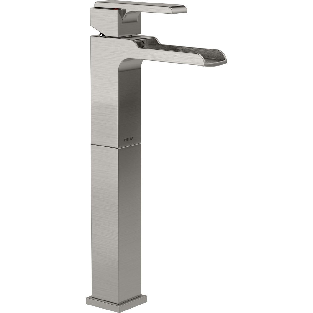 Delta 768LF Ara 1.2 GPM Single Hole Waterfall Bathroom Faucet with Riser - Less Metal Pop-Up Drain Assembly - Brilliance Stainless