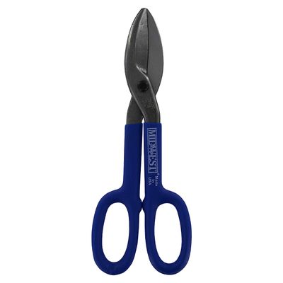 MIDWEST Tinner Snip - 10-Inch Straight/Wide Curved Metal Cutter with Forged Blades & Kush'n-Kote Grips - MWT-107S
