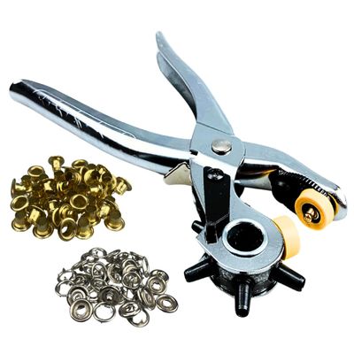 PLIER KING 3-in-1 Plier | 8.5" (21.6 cm) Stainless Steel | Hole Puncher, Snap Tool & Eyelet Maker | for Leather, Plastic, Vinyl & More