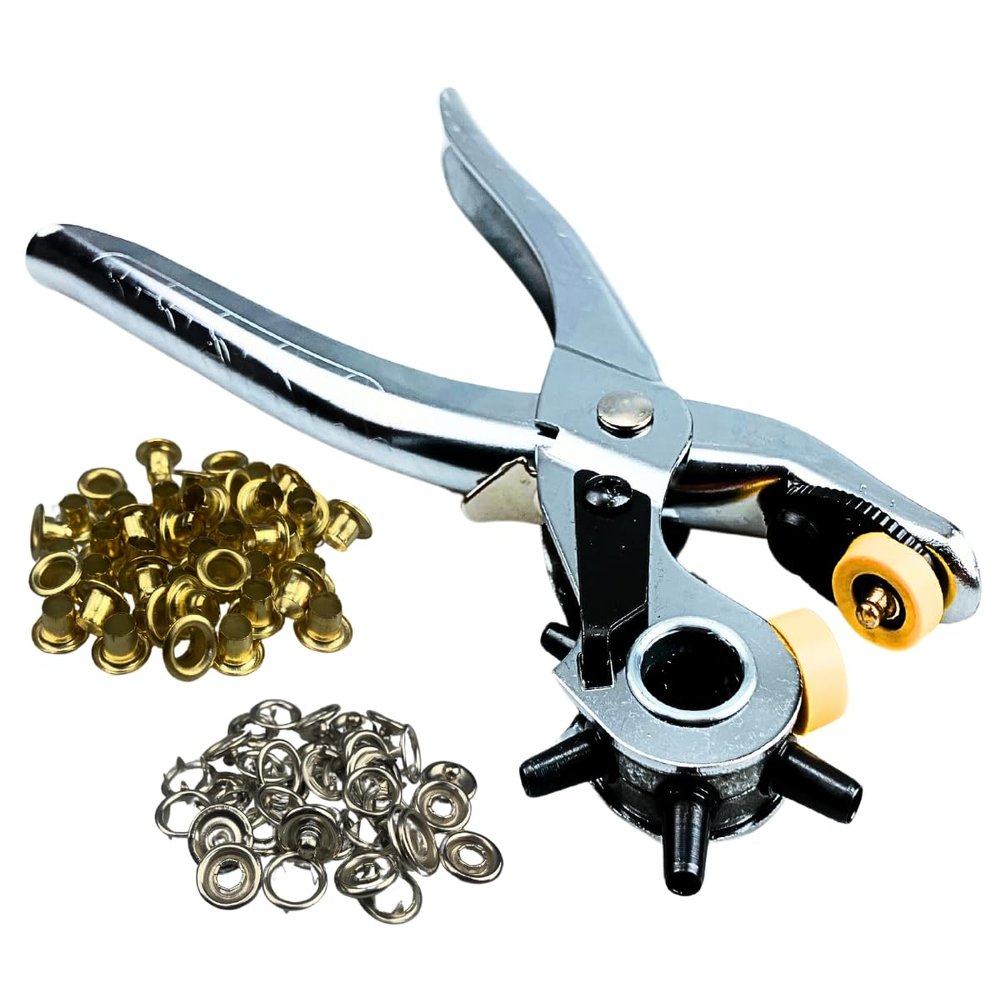 PLIER KING 3-in-1 Plier | 8.5" (21.6 cm) Stainless Steel | Hole Puncher, Snap Tool & Eyelet Maker | for Leather, Plastic, Vinyl & More