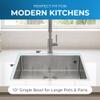 Zuhn Modena 30-Inch Undermount Kitchen Sink, Single Bowl 16 Gauge T304 18/10 Stainless Steel, Brushed Finish, Sound Guard, 30 x 18 x 10 in view 3