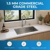 Zuhn Modena 30-Inch Undermount Kitchen Sink, Single Bowl 16 Gauge T304 18/10 Stainless Steel, Brushed Finish, Sound Guard, 30 x 18 x 10 in view 4