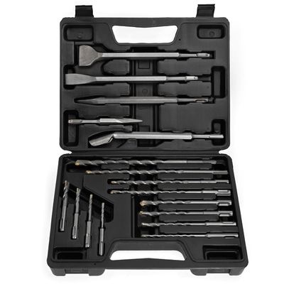 XtremepowerUS 17 Pc Drill Bits Chisel SDS Plus Rotary Hammer Bits Concrete Rotary Hammer Drill Groove Set SDS Plus Case