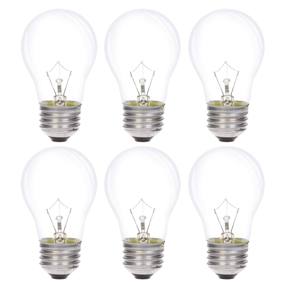 Simba Lighting Incandescent Appliance Light Bulb A15 40W E26 2700K, 6 Pack
