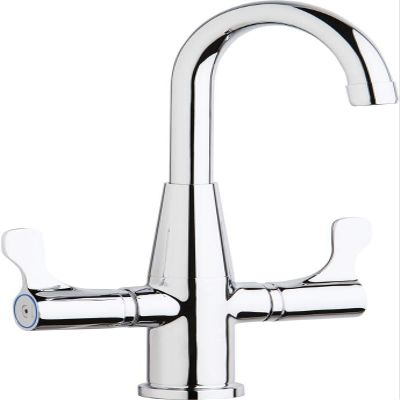 Elkay LKD2223C Deck Mount Faucet with Gooseneck Spout and Twin Lever Handles
