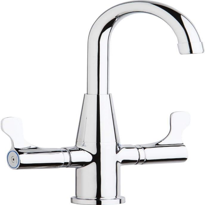 Elkay LKD2223C Deck Mount Faucet with Gooseneck Spout and Twin Lever Handles