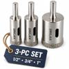 Drilax 3-Pc Diamond Hole Saw Kit 1/2, 3/4 & 1 Inch for RO Faucets view 1