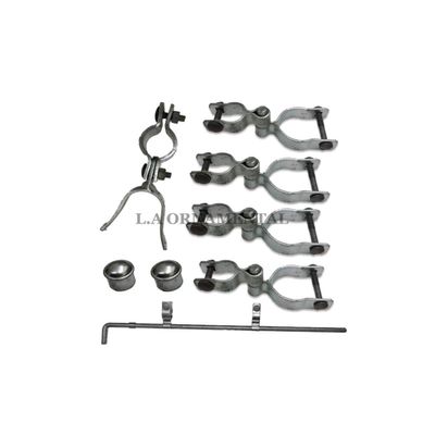 Weldon Chainlink Driveway Gate Hardware Double Door Hinge Kit Drop Bar Complete Kit - Galvanized Finish - Metal Material - Contemporary, Industrial Style