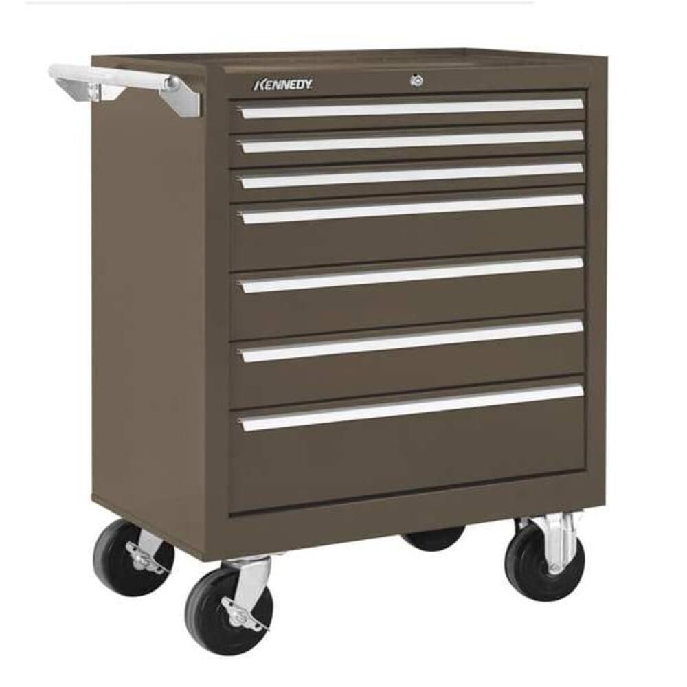 Kennedy Manufacturing 277Xb 7-Drawer Roller Tool Cabinet With Chest Wheels And Ball-Bearing Slides, Brown Wrinkle
