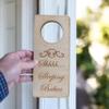 Door Hanger - Shh Sleeping Babies Door Knob Sign - Raw Wood view 4