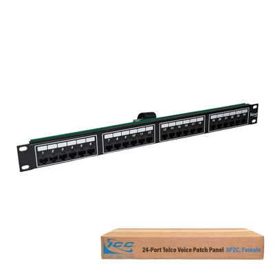 ICC 24-Port Voice Patch Panel, 8P2C Female Amphenol, 1U 19-Inch Rackmount