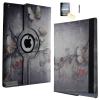 Case for iPad Air 2 - JYtrend 360 Degrees Rotating Stand Leather Magnetic Smart Cover with Wake Sleep Feature for iPad Air 2 with Bonus Screen Protector, Stylus and Cleaning Cloth, Butterfly Flower view 1