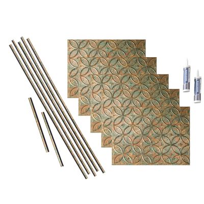 FASDE Rings Decorative Vinyl Backsplash 15 sq ft Kit in Copper Fantasy
