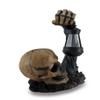 Resin Outdoor Figurine Lights Hh39829 Sinister Skull Holding Led Solar Lantern Outdoor Decoration 10.5 X 12.5 X 6 Inches Black view 2