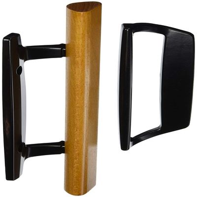 Wright Products - Mortise Sliding Patio Door Handle and Installation Hardware Set, Wood/Black - Replacement Sliding Glass Door Lock, 3-15/16 in