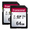 Transcend 64GB Secure Digital SDXC UHS-I Memory Card, Compatible with Olympus Pen E-PL6 Digital Camera - Class 10, U1, 100MB/s, 300 Series - Pack of 2 view 1