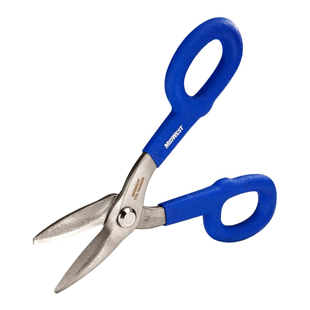 MIDWEST Duckbill Tinner Snip - Straight, Wide, Tight Cut Cold Rolled Steel Cutter with Forged Blades & Kush'n-Kote Grips - MWT-77D