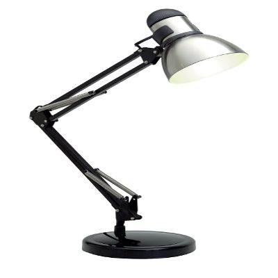 Satco 57/058 Swing Arm Drafting Lamp with 13-watt GU24 2700K Mini Spiral, 34" x 34" x 34", Steel/Black