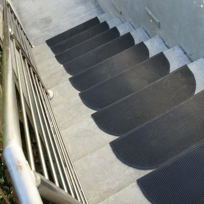 Rubber-Cal "Grip Tight Rubber Step Mat - 10.25" x 29.875" inches - Black Stair Tread Runners - 6pk