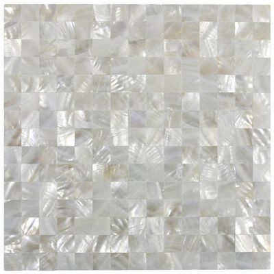 White Square Groutless Pearl Shell Tile 1 sq.ft