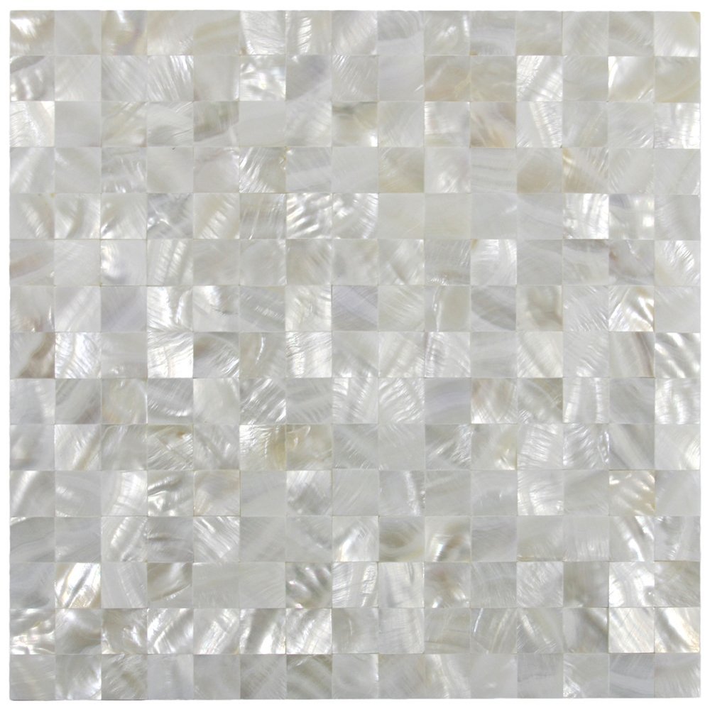 White Square Groutless Pearl Shell Tile 1 sq.ft