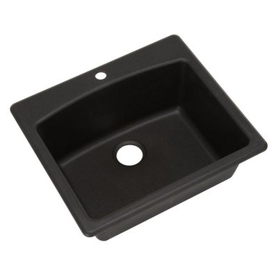 Franke Ellipse 25" Dual Mount Granite Single Bowl Kitchen Sink, Onyx