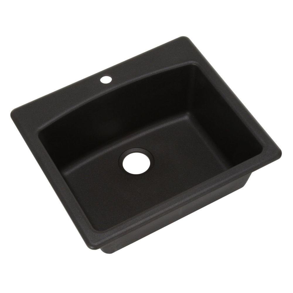 Franke Ellipse 25" Dual Mount Granite Single Bowl Kitchen Sink, Onyx