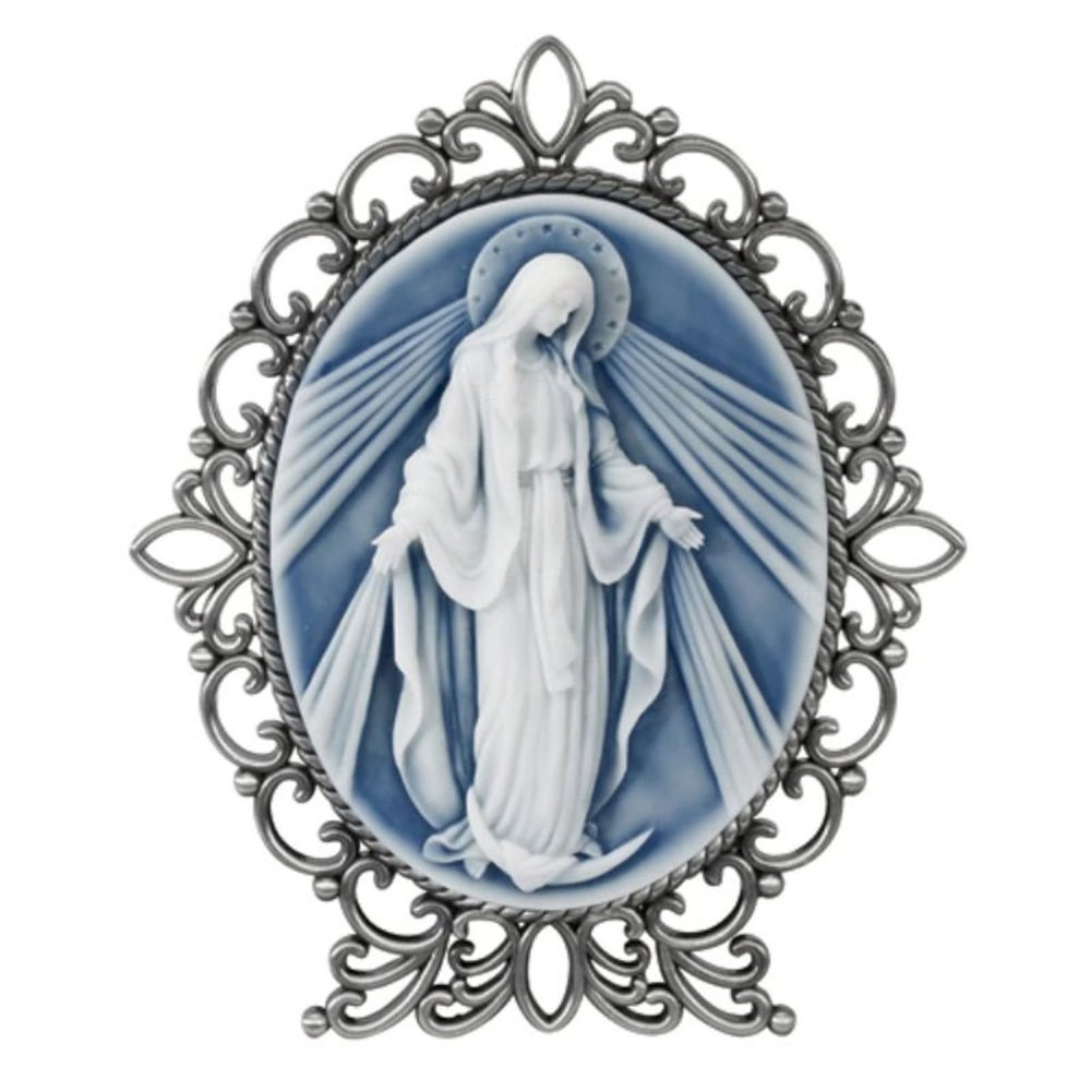 CBC Group Framed Cameo Antique-Style Catholic Decor, 5" Tall, Lady of Grace